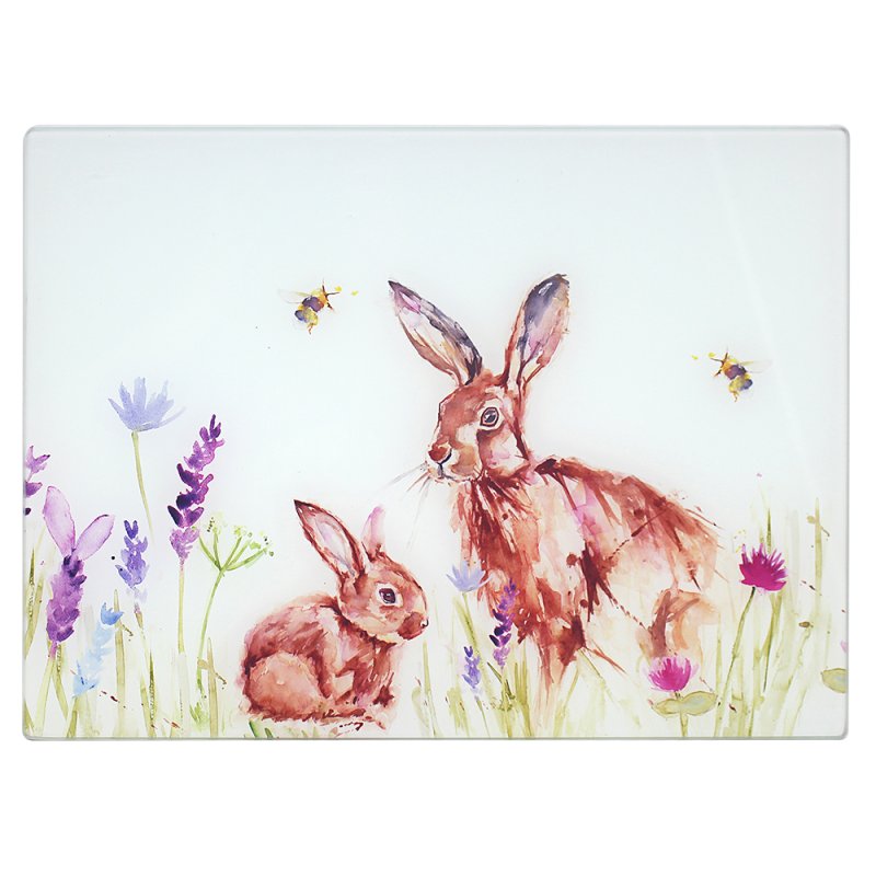Hares Toughened Glass Chopping Board (design by Jennifer Rose)