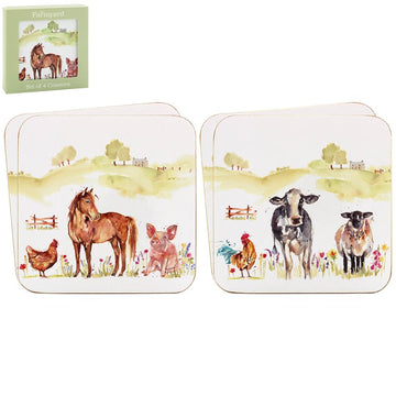 4pc Farmyard Animals Cork Coasters