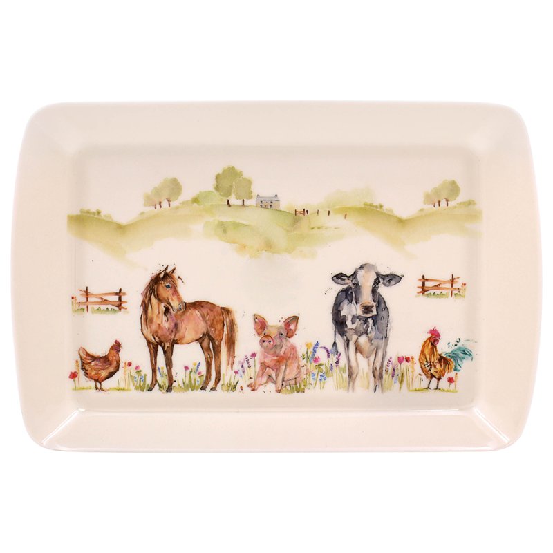 Small Farmyard Animals Melamine Serving Tray