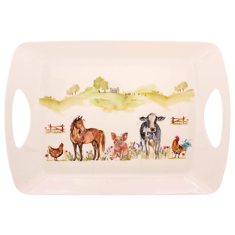 Large Farmyard Animals Melamine Serving Tray