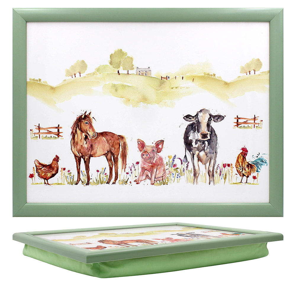 Green Farmyard Animals Cushioned Laptray