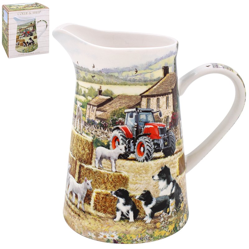 600ml Collie & Sheep Ceramic Beverage Jug