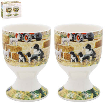 Collie & Sheep Ceramic Egg Cups