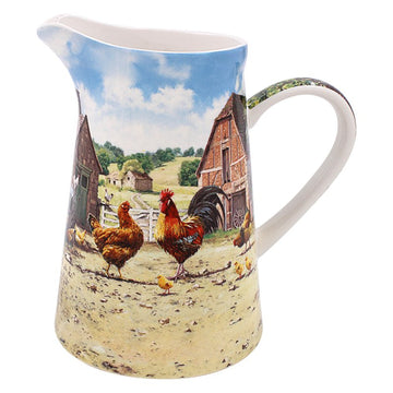 Fine China Cockerel & Hen Jug