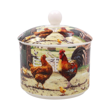 Fine China Cockerel & Hen Sugar Bowl