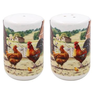 Fine China Cockerel & Hen Salt & Pepper Shakers