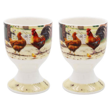 Fine China Cockerel & Hen Eggs Cups