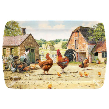 Small Melamine Cockerel & Hen Serving Tray