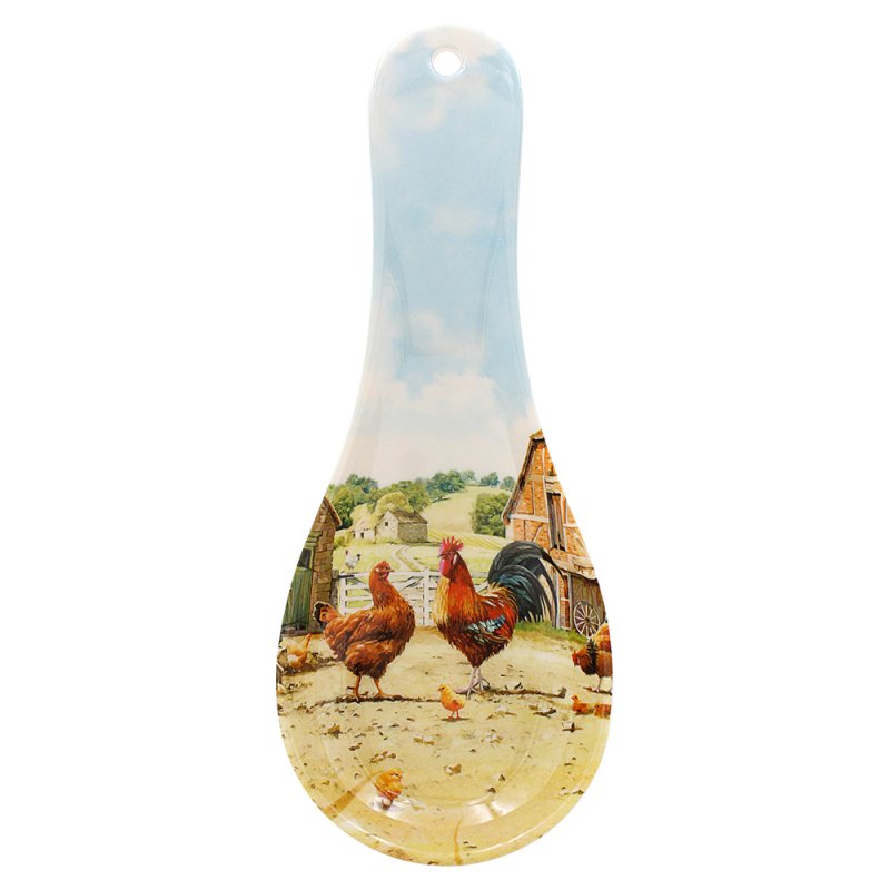 Melamine Cockerel & Hen Kitchen Spoon Rest