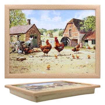Cockerel & Hen Cushioned Lap Tray