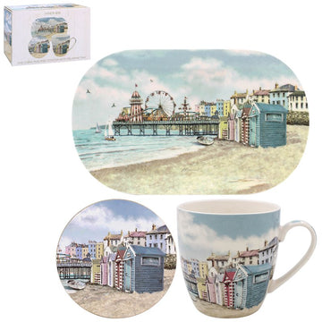 Sandy Bay Beach Mug Coaster & Tray Set