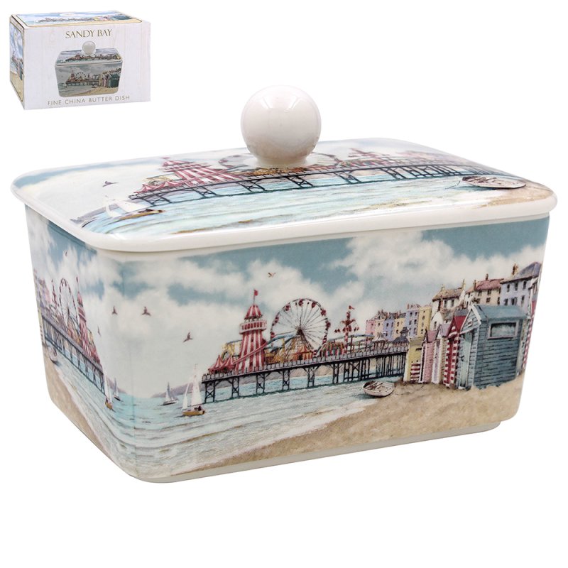 Sandy Bay Beach Ceramic Butter Dish With Lid