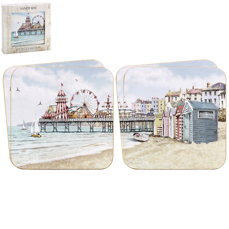 4pc Sandy Bay Beach Cork Coasters