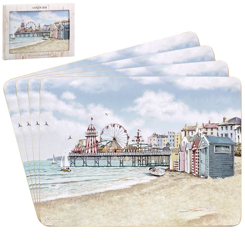 4pc Sandy Bay Beach Cork Back Placemats