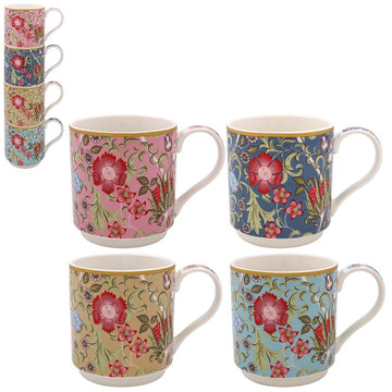 4pc W Morris Standen Vintage Ceramic Stacking Mugs