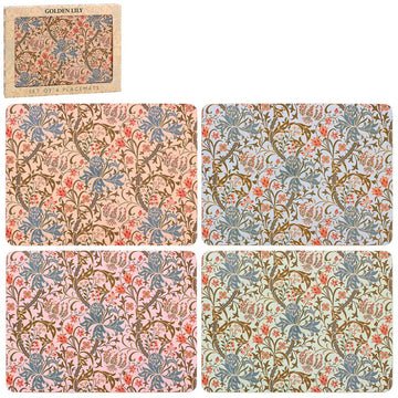 William Morris 4pc Golden Lily Cork Back Placemats