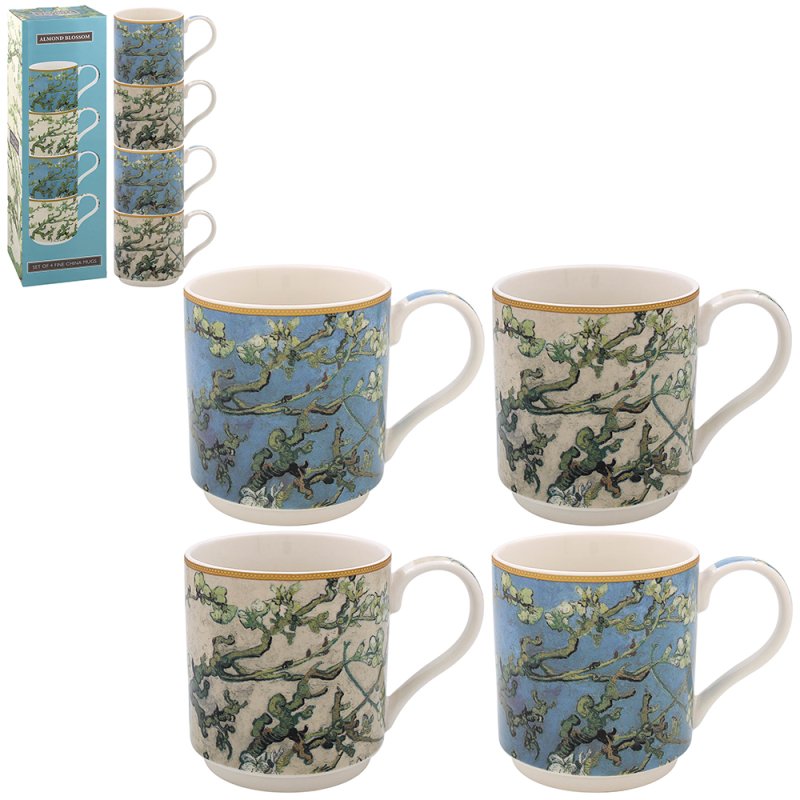 4pc 350ml Van Gogh Almond Blossom Ceramic Mugs