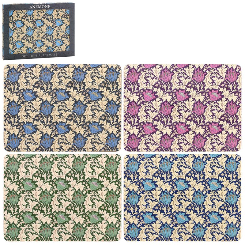 William Morris 4pc Anemone Cork Back Placemats