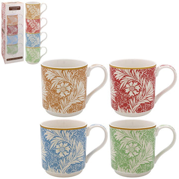 Set of 4 Fine China Meadow Floral Stacking Mugs