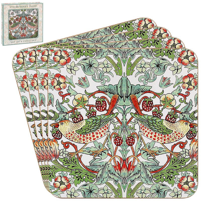 4Pcs William Morris Strawberry Thief Coasters Set