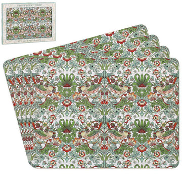 4Pcs William Morris Strawberry Thief Cork Placemats Set