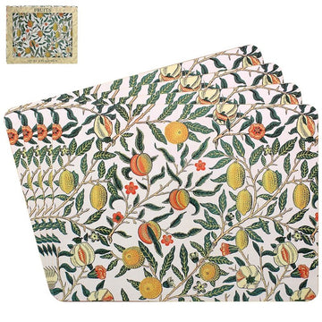 4Pcs William Morris Fruits Cork Back Placemats Set