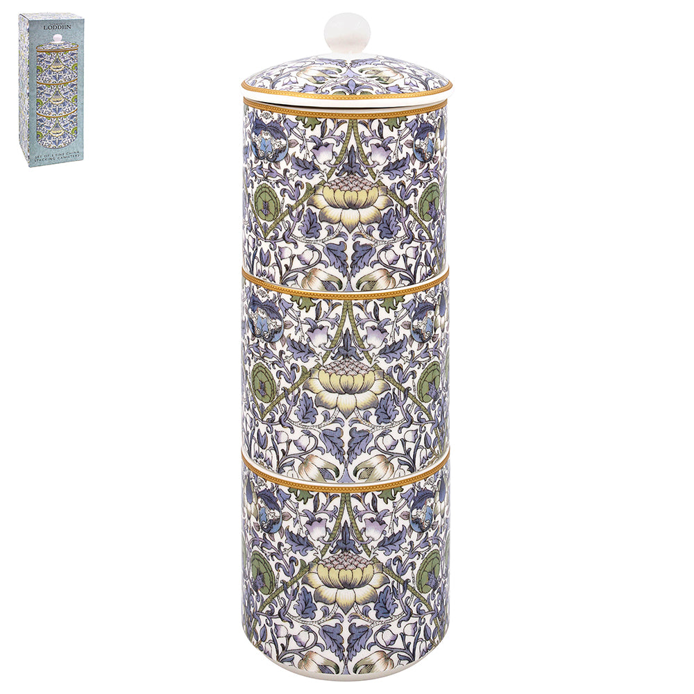 3Pcs William Morris Lodden Ceramic Stacking Storage Jars Set