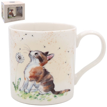 Cat Dandelion Fine China Ceramic Mug