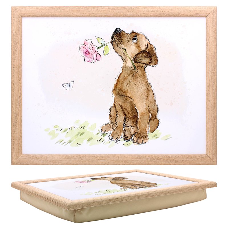 Dog with Rose Cushioned Laptray