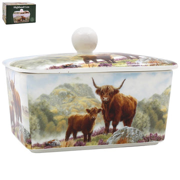 Highland Cow Ceramic Butter Dish  With Lid