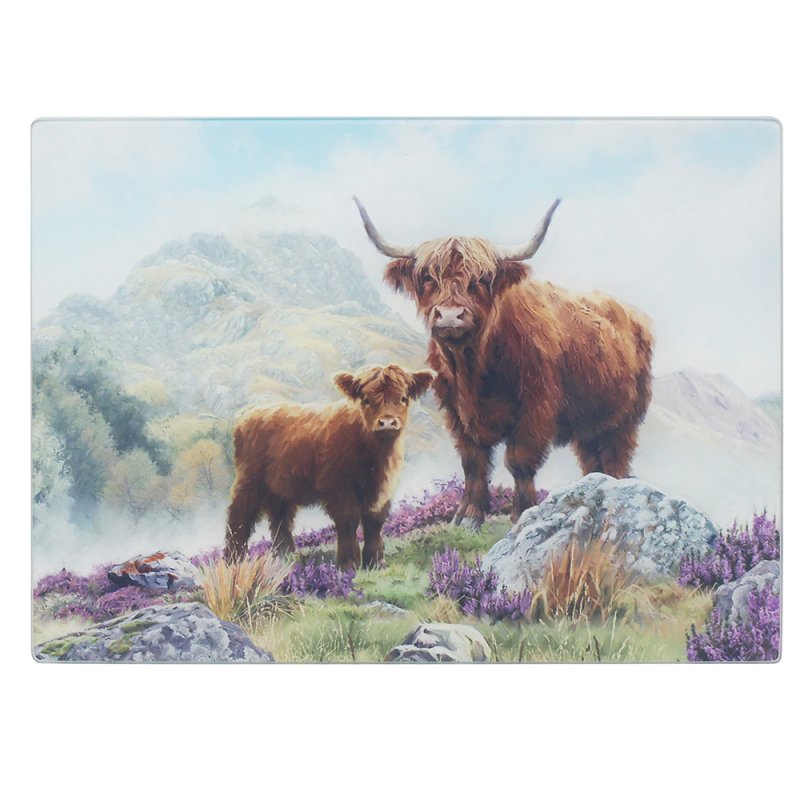 Highland Cow Tempered Glass Chopping Board