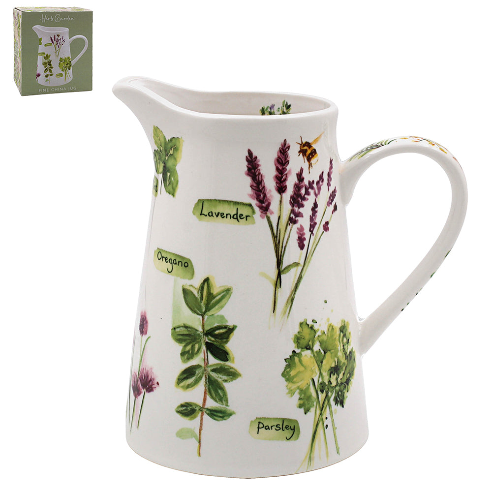 Green Herb Garden Fine China Jug Ceramic Pitcher