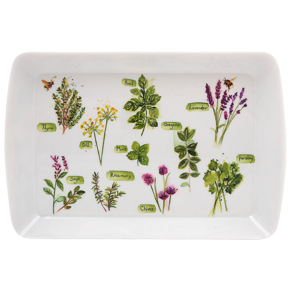 Small Serving Tray Green Herbs Garden Spices Leaves