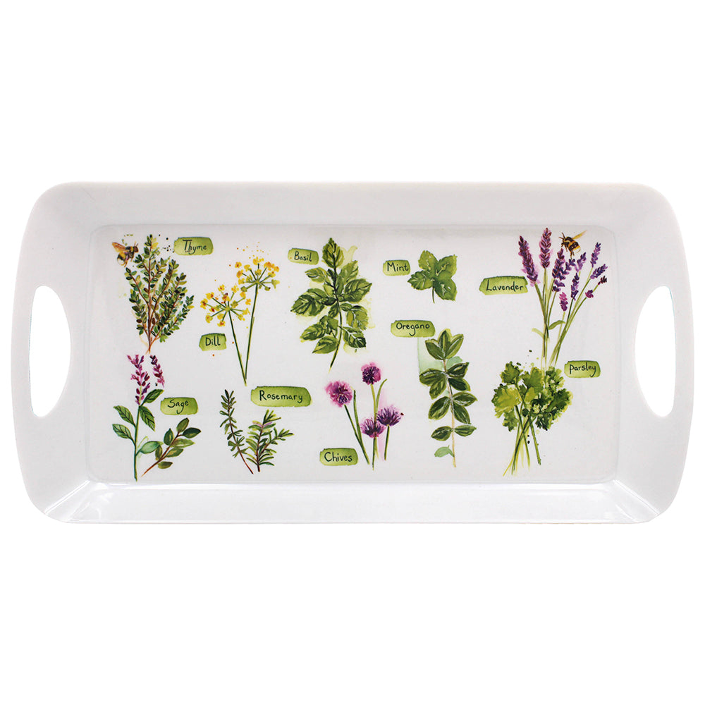 Medium Serving Tray Green Herbs Garden Spices Leaves