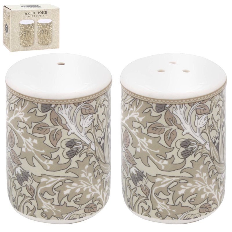 Cream Floral W.Morris Artichoke Salt &  Pepper Set