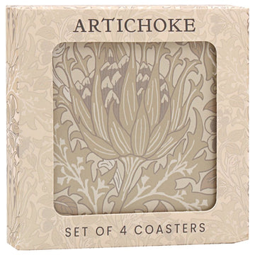 4pcs W.Morris Artichoke Floral Cream Cork Coasters