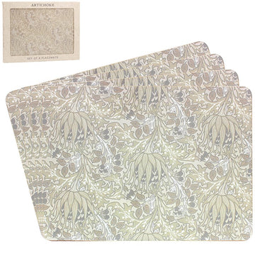 4Pcs William Morris Artichoke  Sage Floral Cork Placemats