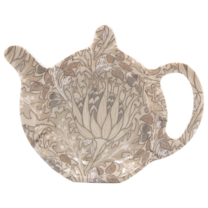 Cream Floral Ceramic W. Morris Artichoke Teabag Tidy