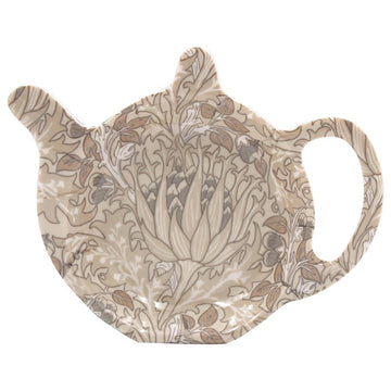 Cream Floral Ceramic W. Morris Artichoke Teabag Tidy