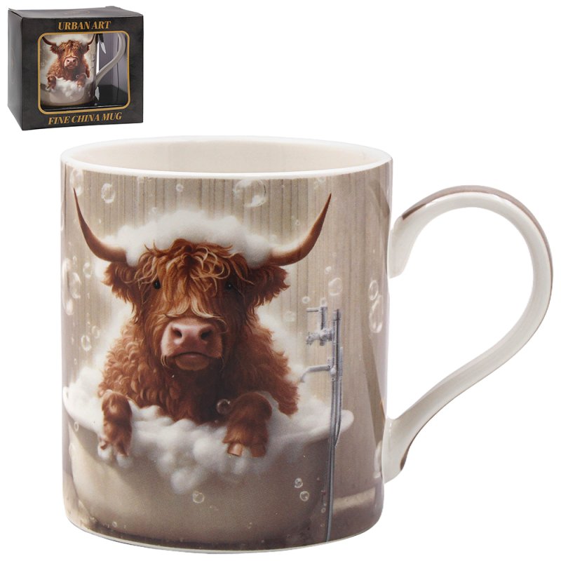 350ml Highland Cow Bubble Bath Fine China Ceramic Mug