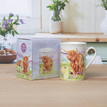 6Pcs 275ml Highland Cow Ceramic Mug