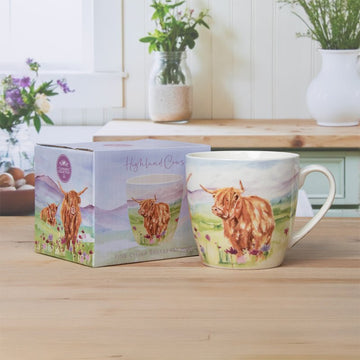 4Pcs 450ml Highland Cow Ceramic Mug