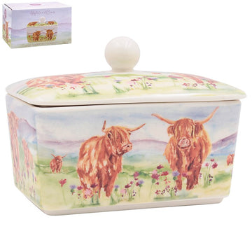 Highland Cow Ceramic Butter Dish