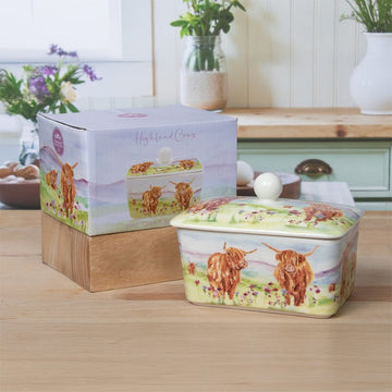 Highland Cow Ceramic Butter Dish