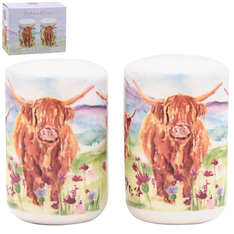 Highland Cow Ceramic Salt & Pepper Shaker Set