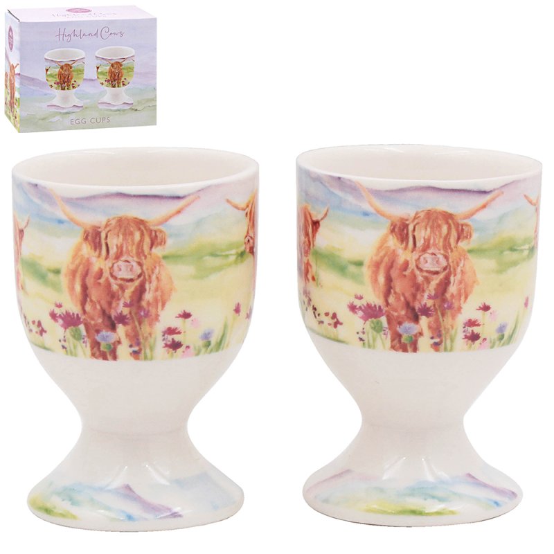 Highland Cow Ceramic Egg Cups