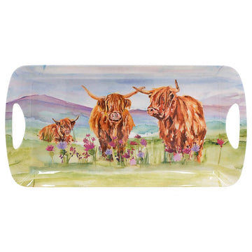 2Pcs Highland Cows Design Medium & Large Serving Tray Set