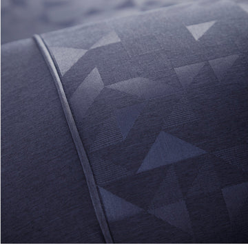 Lucien Jacquard Geometric Filled Boudoir Cushion Navy Blue