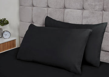 2Pcs Black Plain Dyed Pillowcases