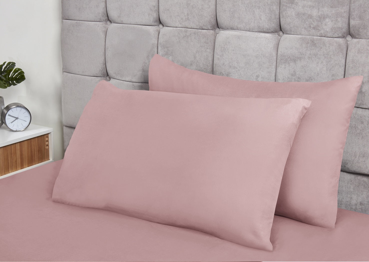 2Pcs Blush Pink Plain Dyed Pillowcases